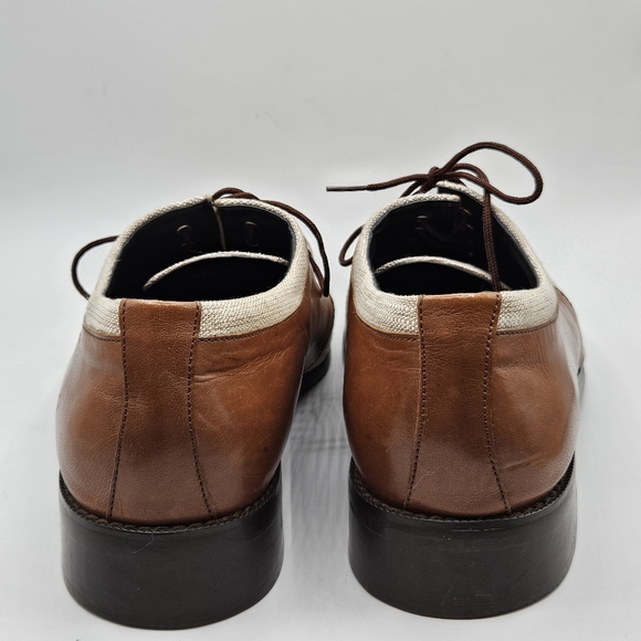Marco Vicci taupe linen and brown leather shoes size 12 - Picture 10 of 13
